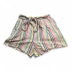 J.Crew Striped Tie-Waist White Shorts Size 6